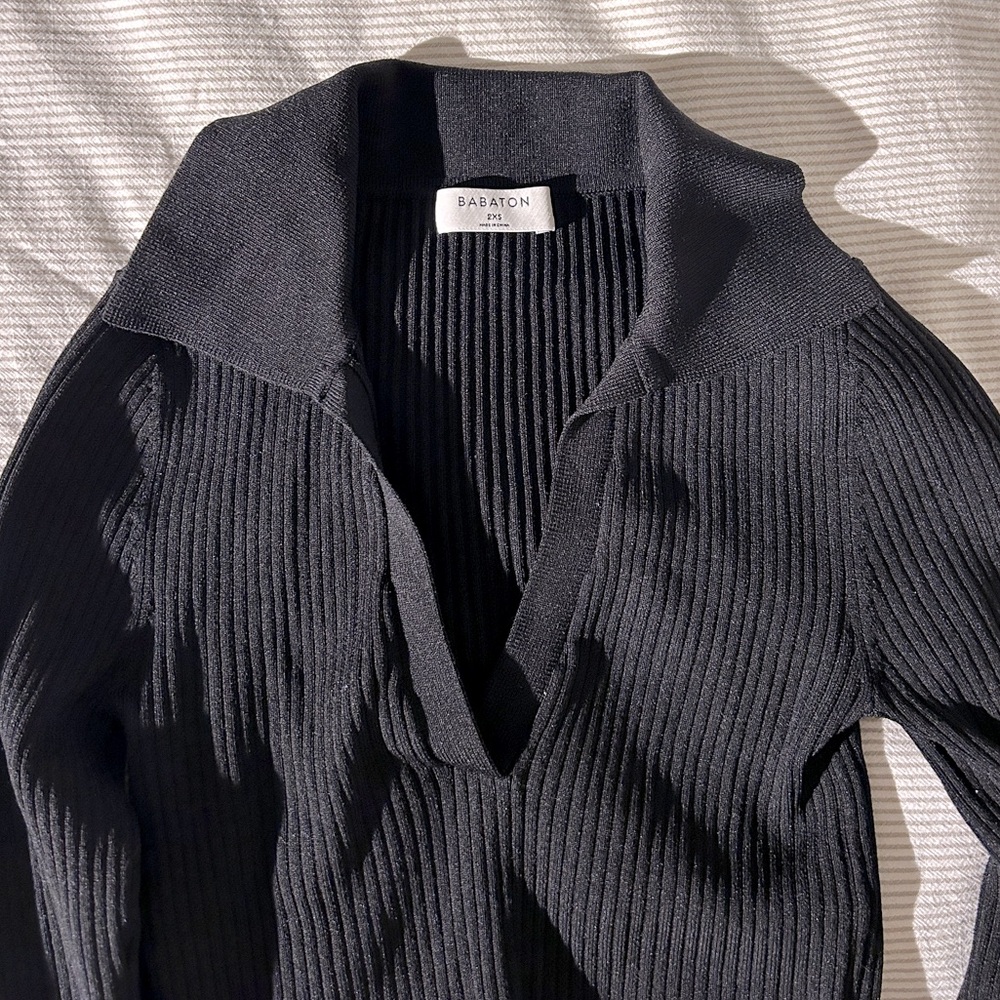 Aritzia Babaton Sculpt Knit Polo Longsleeve